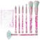 Hawetimher Makeup Brush set Pink GlitterUnicorn Foundation Sparkles Cute Fan Powder Blush Lip Highlight Eye shadow Eyebrow Makeup Brushes Set with Liquid and Case for Girls Teen Kids Gift Present