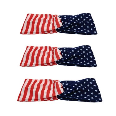 Leprato 3 Pack American Flag Headband Independence Day Bandanas 4th of July Red White and Blue Patriotic Hair band Hair Accessory for Women Girls