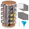 Revolving Spice Rack Set with 20 Spice Jars Kitchen Spice Tower Organizer for Countertop or Cabinet  Carousel Storage Includes 386 Spice Labels  Desktop Rotating Seasoning Organizer