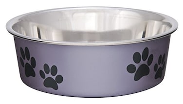 Loving Pets  Bella Bowls  Dog Food Water Bowl No Tip Stainless Steel Pet Bowl No Skid Spill Proof Small Grape Purple