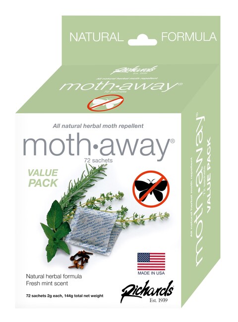 Richards Homewares RIC2003 Moth Away Sachets72 Pack White 6 Sets of 12 Sachets Fresh Mint Scent Generic