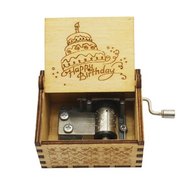 VACTER Wooden Music Box Happy Birthday Music Box for Daughter Son Wife Dad FriendsHand Crank Wood Musical Box Laser Engraving Handmade Happy Birthday