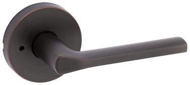 Kwikset 730LSLRDT11P Lisbon Lever with Round Rose Privacy Door Lock with 6AL Latch and RCS Strike Venetian Bronze Finish