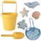 BLUE GINKGO Silicone Beach Toys  Modern Baby  Travel Friendly Beach Toys Set  Silicone Bucket Shovel 4 Sand Molds Beach Bag  Sand Toys for Toddlers Kids  Yellow