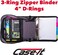 Caseit The King Sized Zip Tab Zipper Binder  4 Inch DRings  5 Subject File Folder  Multiple Pockets  800 Sheet Capacity  Comes with Shoulder Strap  Fire Red D186