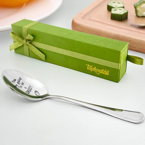 Engraved Stainless Steel Spoon with gift box You Are Going To Be a Daddy Pregnancy Reveal Gifts Announcement Spoon Ice cream Spoon For Husband Valentines day