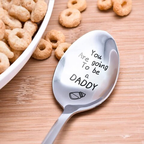 Engraved Stainless Steel Spoon with gift box You Are Going To Be a Daddy Pregnancy Reveal Gifts Announcement Spoon Ice cream Spoon For Husband Valentines day