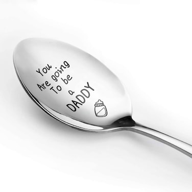 Engraved Stainless Steel Spoon with gift box You Are Going To Be a Daddy Pregnancy Reveal Gifts Announcement Spoon Ice cream Spoon For Husband Valentines day