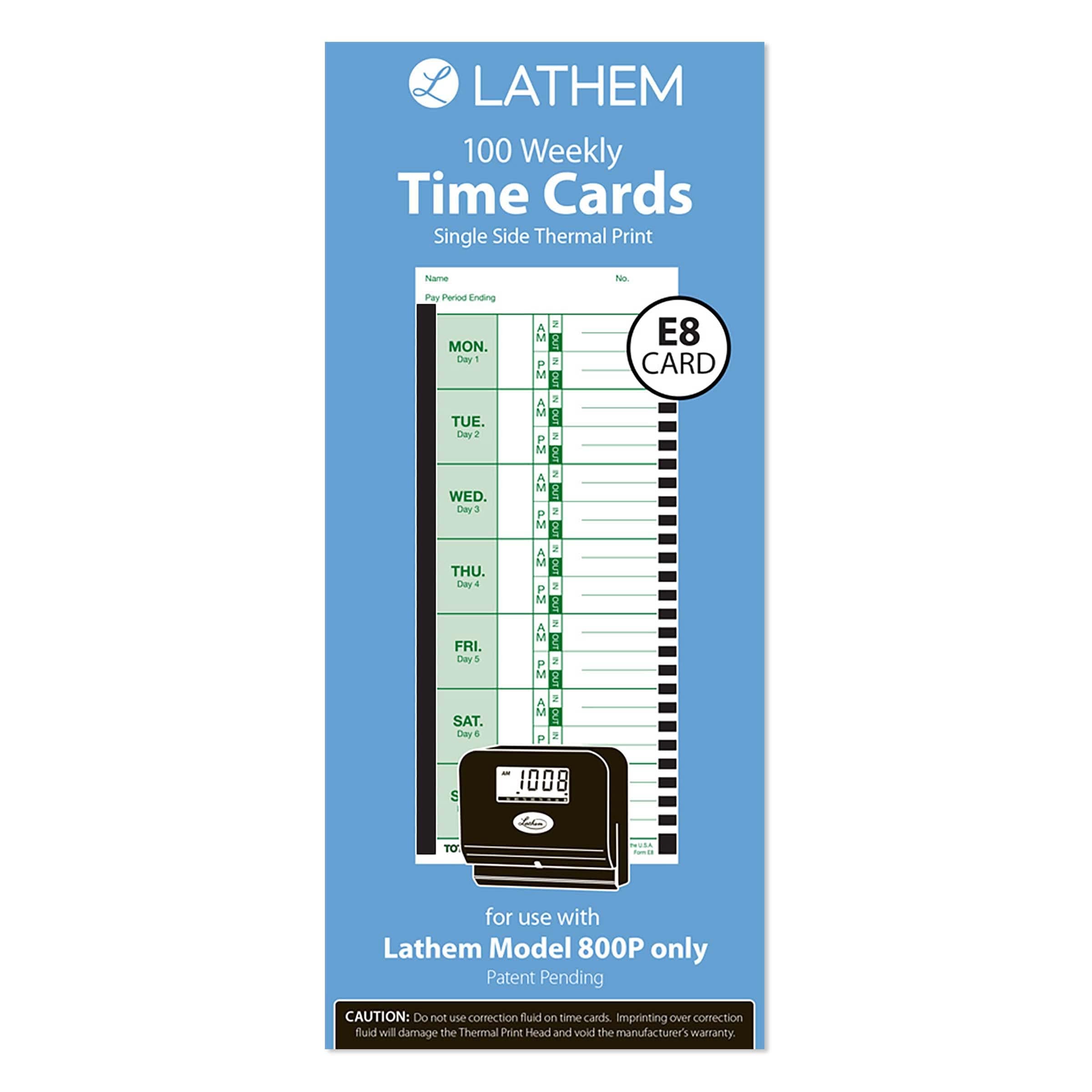 lathem Lathem Weekly Thermal Print Time Cards Single Sided 100 PACK