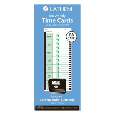 Lathem Weekly Thermal Print Time Cards Single Sided 2100HD and 800P Time Clocks 9 100 Pack E8100