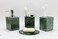 KLEO  Bathroom Accessory Set Made from Natural Stone  Bath Accessories Set of 4 Includes Soap Dispenser Toothbrush Holder Tumbler and Soap Dish Green