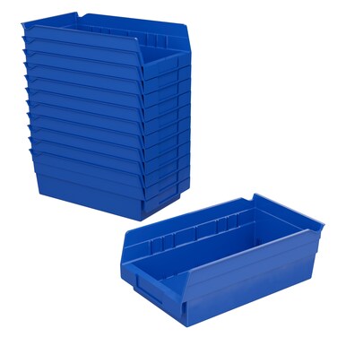 AkroMils 30130 Plastic Organizer and Storage Bins for Refrigerator Kitchen Cabinet or Pantry Organization 12Inch x 6Inch x 4Inch Blue 12Pack