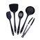 GreenPan 5 Piece Cooking Utensil Set Flexible Nonstick Silicone StainFree Tongs Turner Spatula Skimmer and Slotted Spoon Black