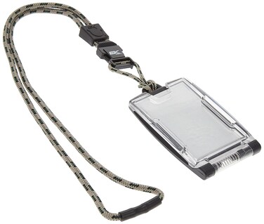EK USA FIPS 201 One Hander ID Card Holder with Lanyard Secure Badge Holder for CAC Card 2 sided  Pewter