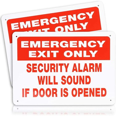 Juvale Emergency Exit Only Security Alarm Will Sound If Door Opened Sign 10 x 7 in 2 Pack