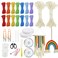 Allazone Rainbow Wall Hanging Kit 8 PackDIY Rainbow Wall Decor Craft Kit Cotton Macrame Cord Rope Pearl Needle Crystal String Rope for Bedroom Nursery Baby Kids Rooms Small