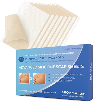 Aroamas Scar Professional Soft Silicone Scar Sheets Strips Soften and Flattens Scars Resulting from Surgery Injury Burns CSection and More 3x157 8 Sheets for 4 Month Supply