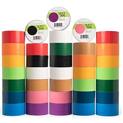 Simply Genius Art  Craft Duct Tape Heavy Duty  Craft Supplies for Kids  Adults  Colored Duct Tape  18 in x 10 Yards  Colorful Tape for DIY Craft  Home Improvement Assorted 36 Pack