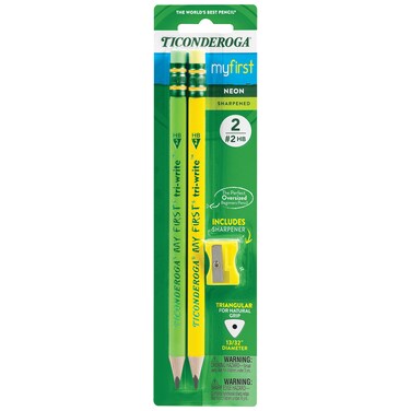 Ticonderoga My First TriWrite WoodCased Pencils Neon Assorted 2 Count