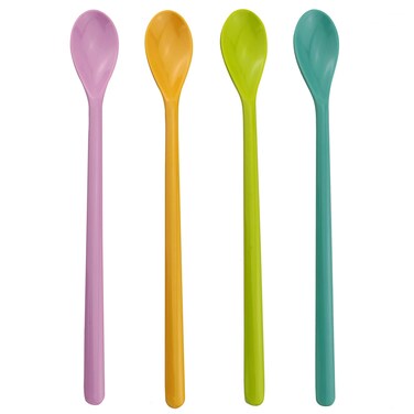 ZZLZX 4PCS 89 inches Long Handle Spoons Long Handle Mixing Spoon Coffee Spoons Tall Iced Tea Ice Cream Sundae Cocktail Hot Chocolat Stirring Longdrink Spoons Pink Yellow Blue Green