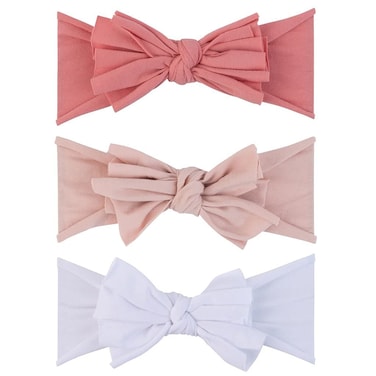 Elys  Co Bow Headband Set for Baby Girl 012 Months Fuchsia Blush  White 3 Pack
