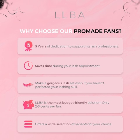 LLBA Promade Mix 1500 Fans  Handmade Volume Eyelashes Multi Selections From 5D To 12D  C CC D Curl  Thickness 00301 mm  918mm Length  Long Lasting  Easy Application 10D003 C 914mm