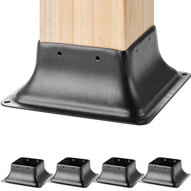 VEVOR 4x4 Post Base 4Pcs Internal 36x36 Heavy Duty PowderCoated Steel Post Bracket Fit for Standard Wood Post Anchor Decking Post Base for Deck Porch Handrail Railing Support