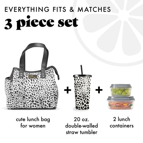 Fit  Fresh Lunch Bag For Women Insulated Womens Lunch Bag For Work Leakproof  StainResistant Large Lunch Box For Women With Containers and Matching Tumbler Zipper Westerly Lunch Bag Cheetah