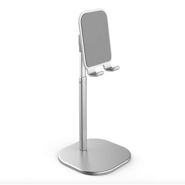 Portable Angle Height Adjustable Phone Stand Holder for Desk Compatible with All Mobile Phones Silver