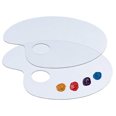 Bligo 2 Pcs Clear Acrylic Paint Palette for DIY Art Craft Painting Transparent Oval Artist Palette for Oil Paints Mixing Easy Clean 10 x 6 Inches