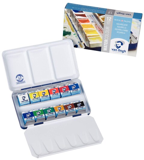Van Gogh Watercolor Paint Set Metal Tin 12Half Pan
