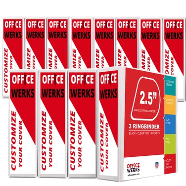 Office Werks 3 Ring Binder Professional D Ring Binder 25 Inch 12 Presentation Folder for Standard Pages 85 x 11 with Pockets Crystal Clear View White Binder 12 Pack
