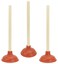 Sink or Toilet Plunger Rubber Force Cup Wooden Handle 18Inch 3Pack by Harrier