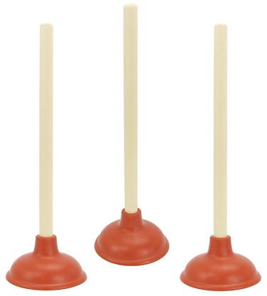 Sink or Toilet Plunger Rubber Force Cup Wooden Handle 18Inch 3Pack by Harrier