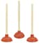 Sink or Toilet Plunger Rubber Force Cup Wooden Handle 18Inch 3Pack by Harrier