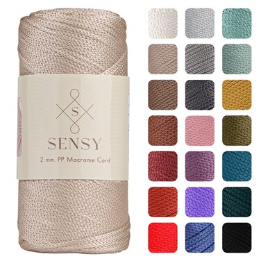 Sensy Premium 2mm 251 Yards Polyester Rope 100 Polypropylene Cord Macrame Cord 2mm Crochet Bag Cord Macrame Rope Crochet Thread Gift for Knitter Latte