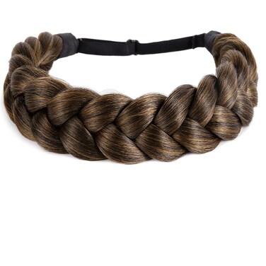 STHEJFB Bohemian Braided Headband Oversized Classic Wide Braids Adjustable Elastic Strap Synthetic Wig Headband Womens Braids Beauty Accessories Medium brown