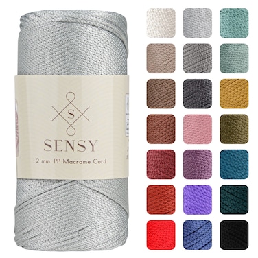 Sensy Premium 2mm 251 Yards Polyester Rope 100 Polypropylene Cord Macrame Cord 2mm Crochet Bag Cord Macrame Rope Crochet Thread Gift for Knitter Silver