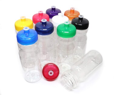 Rolling Sands 24 Ounce BPAFree ClearRainbow Plastic Water Bottles Set of 10 Made in USA