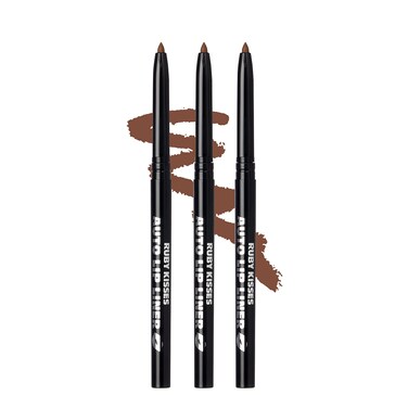 Ruby Kisses Auto Lip Liner Pencil Long Lasting  NonFading Smooth Application NonFeathering with Rich Color No Sharpener Needed Ideal for Full Lips Look Espresso 3 PACK
