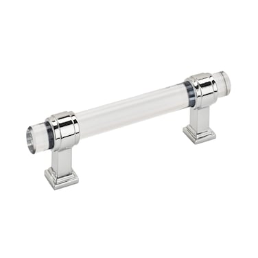 Amerock  Cabinet Pull  ClearPolished Chrome  334 inch 96 mm Center to Center  Glacio  1 Pack  Drawer Pull  Drawer Handle  Cabinet Hardware