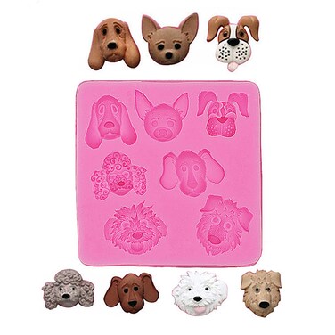 Cute Mini Dog Head Shape Set Silicone Mold for Handmade DIY Resin Jelly Shots Epoxy Gum Paste Fondant Jello Pendant Cake Topper Decoration Desserts Crafting Tool Projects Crystal Trinket Pudding Candy