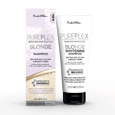 Knight  Wilson PurePlex Bond Reconstructing Blonde Shampoo Neutralizes Brassy  Yellow Tones in All Blonde Lightened and Grey Hair Whilst Repairing and Leaving Crisp White Blonde