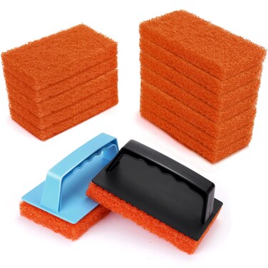 Hhome Griddle Cleaning Kit 16 Piece for Blackstone Flat Top Grill Cleaning Accessories Tool Easy Clean on Hot or Cold Surfaces 14 Cleaning Pads and 2 Handles