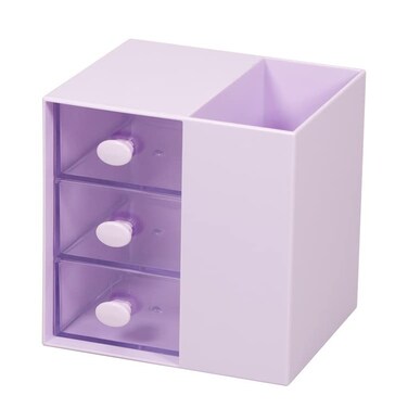 Saikvi Pen Holder Pencil Cup Holder Desk Organizer Office Stationery Supplies Organizers 4 Compartments Desk Office and School Purple