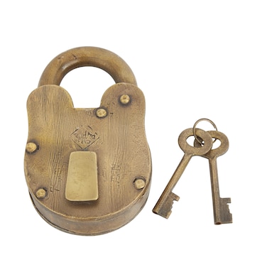 Deco 79 Metal Lock And Key 3 x 5 x 1 Brass
