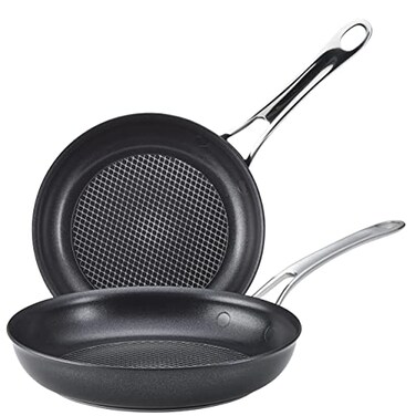 Anolon X SearTech Aluminum Nonstick Cookware Frying Pan Set 2Piece Super Dark Gray