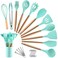 Kitchen Cooking Utensils Set 27 pcs Nonstick Silicone Cooking Kitchen Utensils Spatula Set with Holder Wooden Handle Heat Resistant Silicone Kitchen Gadgets Utensil Set