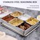 Stainless Steel Seasoning Box with Lid and Holder Tray 6 Compartments Rectangle Masala Dabba Spice Container Indian Masala Box Organizer Set for Kitchen Condiment Storage 6 Compartments