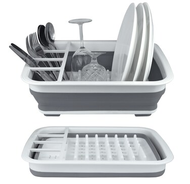 BNYD Plastic Collapsible Dish Drying Rack Foldable Dinnerware Drainer Organizer for StorageKitchen